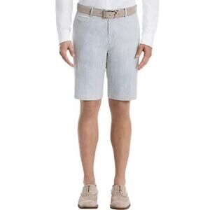 Lauren Ralph Lauren NWT Flat Front Shorts Seersucker Striped Blue White Size 40